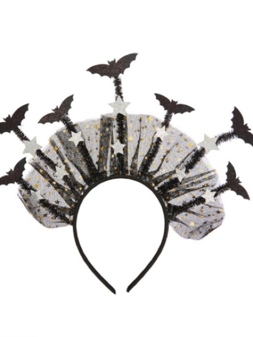 Halloween Black & Silver Bat Headband